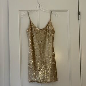 Caren Forbes Gold Sequin Dress, Small